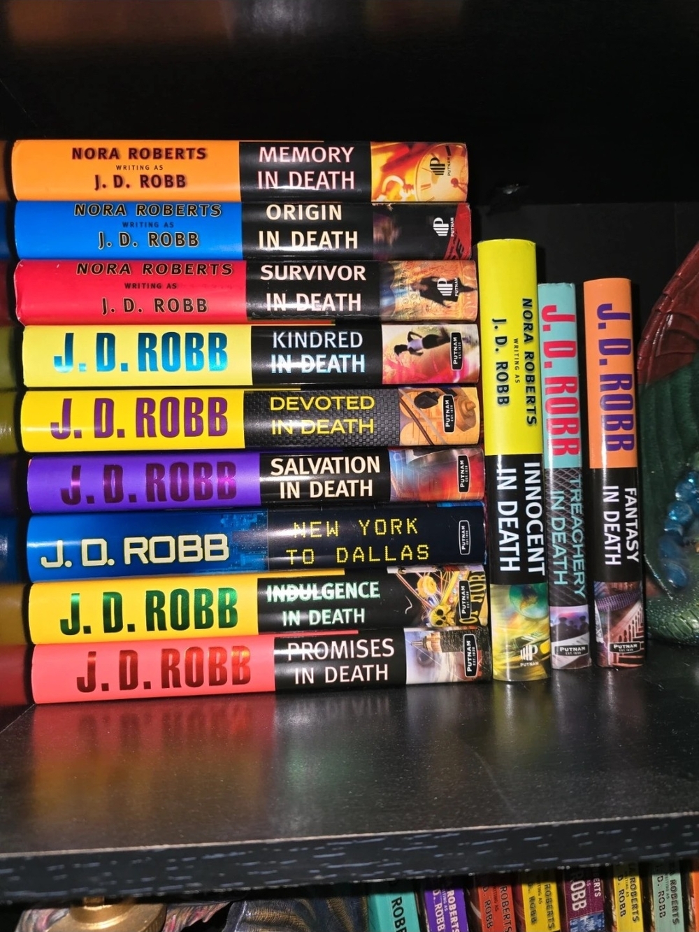 J. D. Robb Colorful Hardcover Book Set - Yellow, Blue, Red, Purple, Black Spines